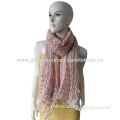 Woven scarf with yarn dyed and fancy yarns, measures 180*70cm, over-locked, modal and acrylic